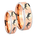 Multiple Lizard Beveled Edges Rose Gold Tungsten His And Hers Ring
