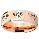 5, 8mm Multiple Zelda Skyward Sword Beveled Edge Rose Gold Tungsten Men's Ring