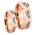Multiple Zelda Skyward Sword Beveled Rose Gold Tungsten Mens Ring Set