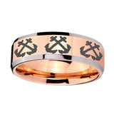 8mm-Multiple-Anchor-Beveled-Edges-Rose-Gold-Tungsten-Men's-Engagement-Ring
