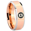 8MM Green Lantern Beveled Rose Gold Tungsten Male Wedding Band