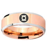 5, 8mm Green Lantern Beveled Edge Rose Gold Tungsten Carbide For Rings