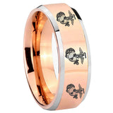 10mm Multiple Marine Beveled Edges Rose Gold Tungsten Carbide Mens Wedding Band