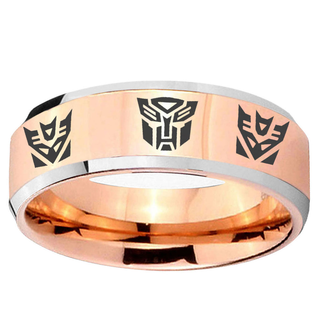 5MM Transformers Autobot Decepticon Beveled Rose Gold Tungsten Ring