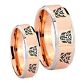 Transformers Autobot Decepticon Beveled Rose Gold Tungsten Mens Ring Set