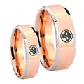 Skull Beveled Edges Rose Gold Tungsten His and Hers