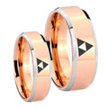Zelda Triforce Beveled Edges Rose Gold Tungsten Couple Band Set