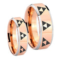 Multiple Zelda Triforce Beveled Rose Gold Tungsten Mens Ring Set