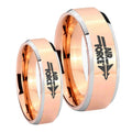 Rose Gold Beveled Air Force 2 Tone Tungsten His And Hers Ring