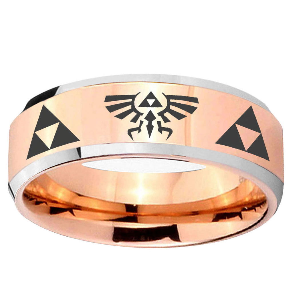 5MM Legend of Zelda Beveled Rose Gold Tungsten Man Wedding Band