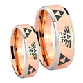 Legend of Zelda Beveled Edges Rose Gold Tungsten Couple Wedding Bands