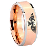 8mm Aquila Beveled Edges Rose Gold Tungsten Carbide Mens Ring Personalized