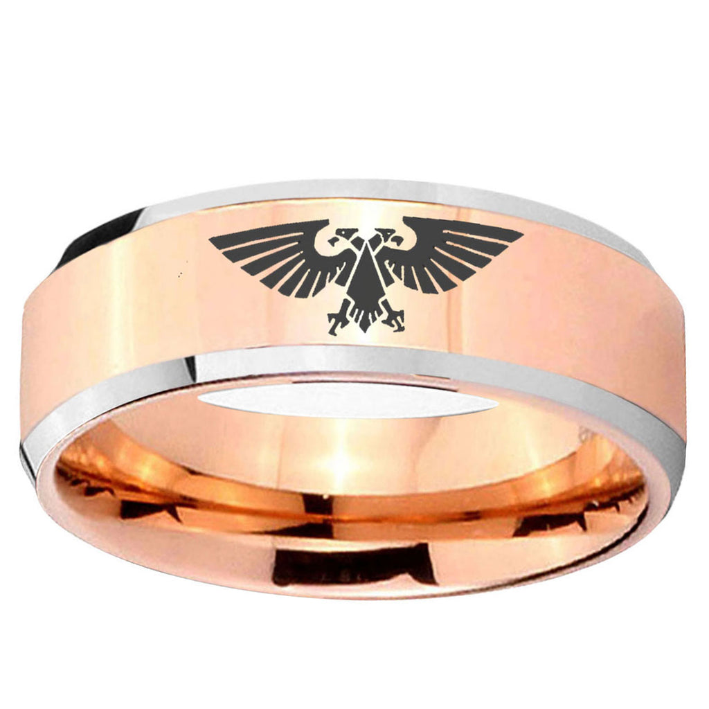 10mm Aquila Beveled Edge Rose Gold Tungsten Carbide Promise Ring
