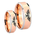 Aquila Beveled Edges Rose Gold Tungsten Engagement Ring Set