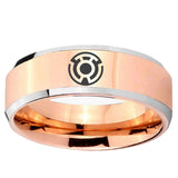 5, 8mm Yellow Lantern Beveled Edge Rose Gold Personalized Tungsten Rings