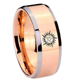 8mm Supernatural Beveled Edge Rose Gold Tungsten Carbide For Rings