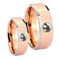 Thundercat Beveled Edges Rose Gold Tungsten Bridal Set Rings