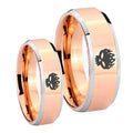 OffspRing Beveled Edges Rose Gold Tungsten Mens Set Rings