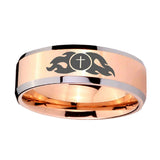 8mm-Flamed-Cross-Beveled-Edges-Rose-Gold-Tungsten-Carbide-Wedding-Bands-Ring