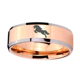 10mm-Horse-Beveled-Edges-Rose-Gold-Tungsten-Carbide-Men's-Band-Ring