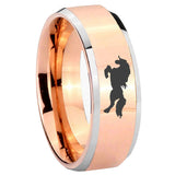 10mm Horse Beveled Edges Rose Gold Tungsten Carbide Men's Band Ring