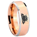 8MM Claddagh Design Beveled Rose Gold Tungsten Men's Wedding Band