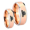 Claddagh Design Beveled Edges Rose Gold Tungsten Wedding Ring Sets