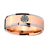 5, 8mm Iron Man Art Reactor Beveled Edge Rose Gold Engraved Mens Wedding Rings