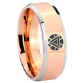 8MM Iron Man Art Beveled Rose Gold Tungsten Ring For Man