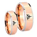 Klingon Beveled Edges Rose Gold Tungsten Couple Band Set
