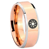 8mm Magic The Gathering Beveled Edges Rose Gold Tungsten Mens Engagement Band