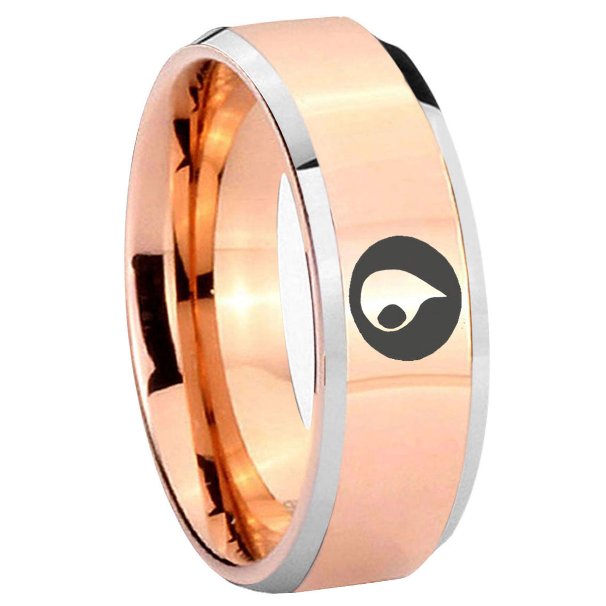 8MM Magic Gathering Beveled Rose Gold Tungsten Men And Women Ring