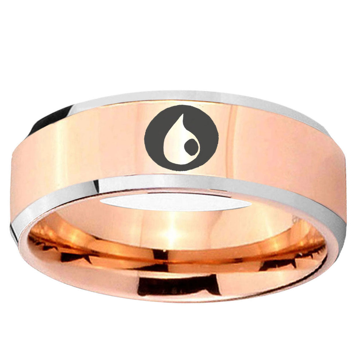 10mm Magic Gathering Beveled Edge Rose Gold Tungsten Ring