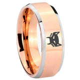 8mm Maximal Beveled Edges Rose Gold Tungsten Carbide Mens Ring