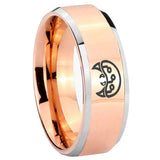 8mm Metroid Beveled Edges Rose Gold Tungsten Carbide Men's Ring