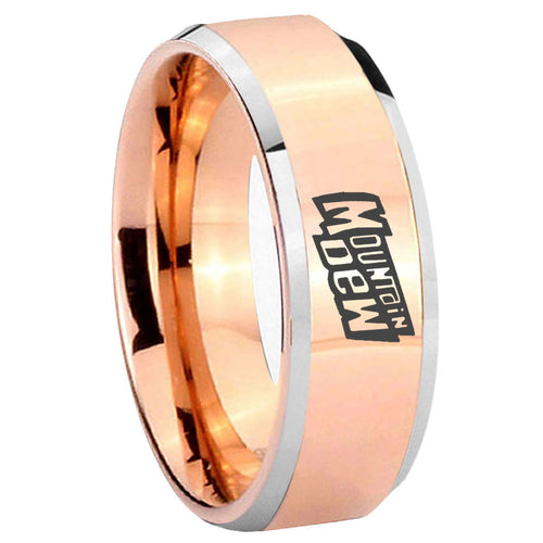 10mm Mountain Dew Beveled Edges Rose Gold Tungsten Carbide Personalized Ring