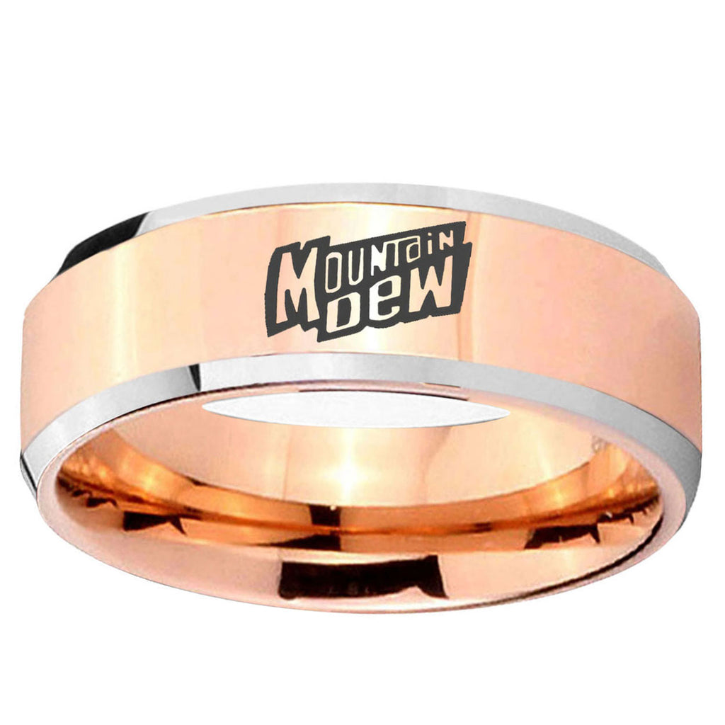 10mm Mountain Dew Beveled Edge Rose Gold Tungsten Ring
