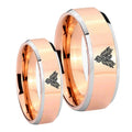 Phoenix Beveled Edges Rose Gold Tungsten Couples Ring Set