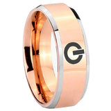 8mm Power Beveled Edges Rose Gold Tungsten Carbide Mens Wedding Ring