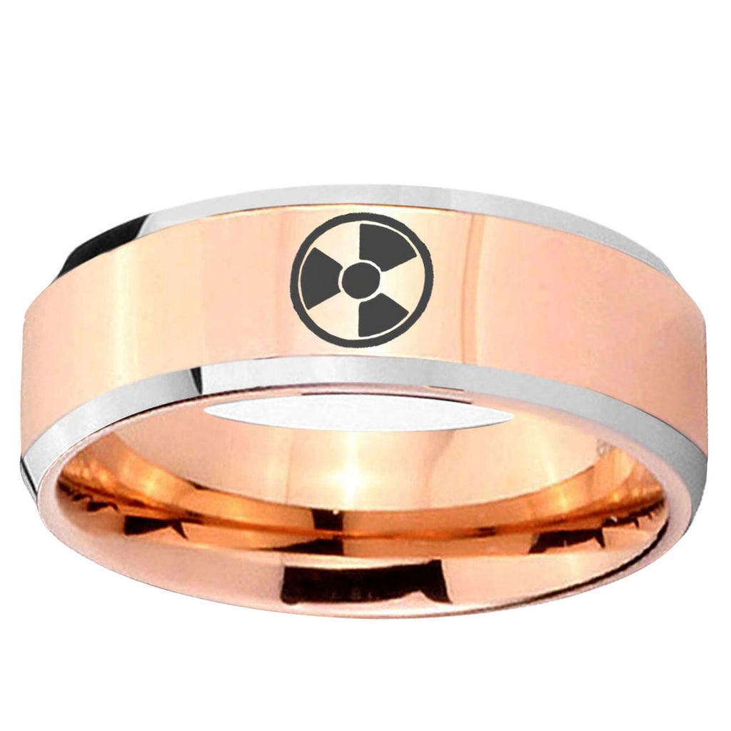 5MM Radiation Beveled Rose Gold Tungsten Ring For Him