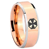 8mm Resident Evil Beveled Edges Rose Gold Tungsten Carbide Personalized Ring