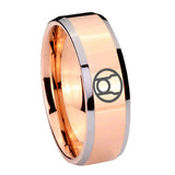8mm Red Lantern Beveled Edge Rose Gold Tungsten Mens Bands