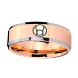 5, 8mm Red Lantern Beveled Edge Rose Gold Tungsten Mens Bands