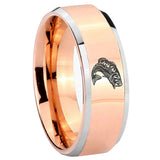 8mm Fishing Beveled Edges Rose Gold Tungsten Carbide Men's Ring