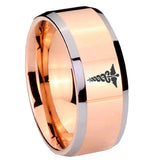 10mm-Medical-Symbol-Beveled-Edges-Rose-Gold-Tungsten-Wedding-Bands-Ring
