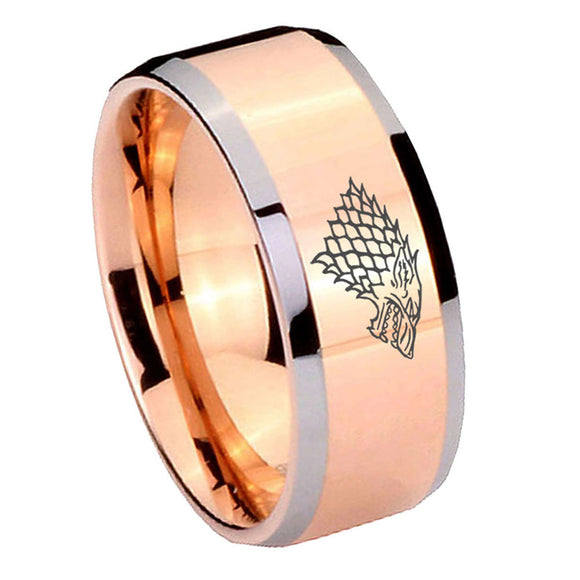 10mm-Game-Of-Thrones-House-Stark-Direwolf-Beveled-Edges-Rose-Gold-Tungsten-Wedding-Bands-Ring