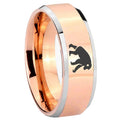 10mm Chimpanzee Beveled Edges Rose Gold Tungsten Wedding Bands Ring