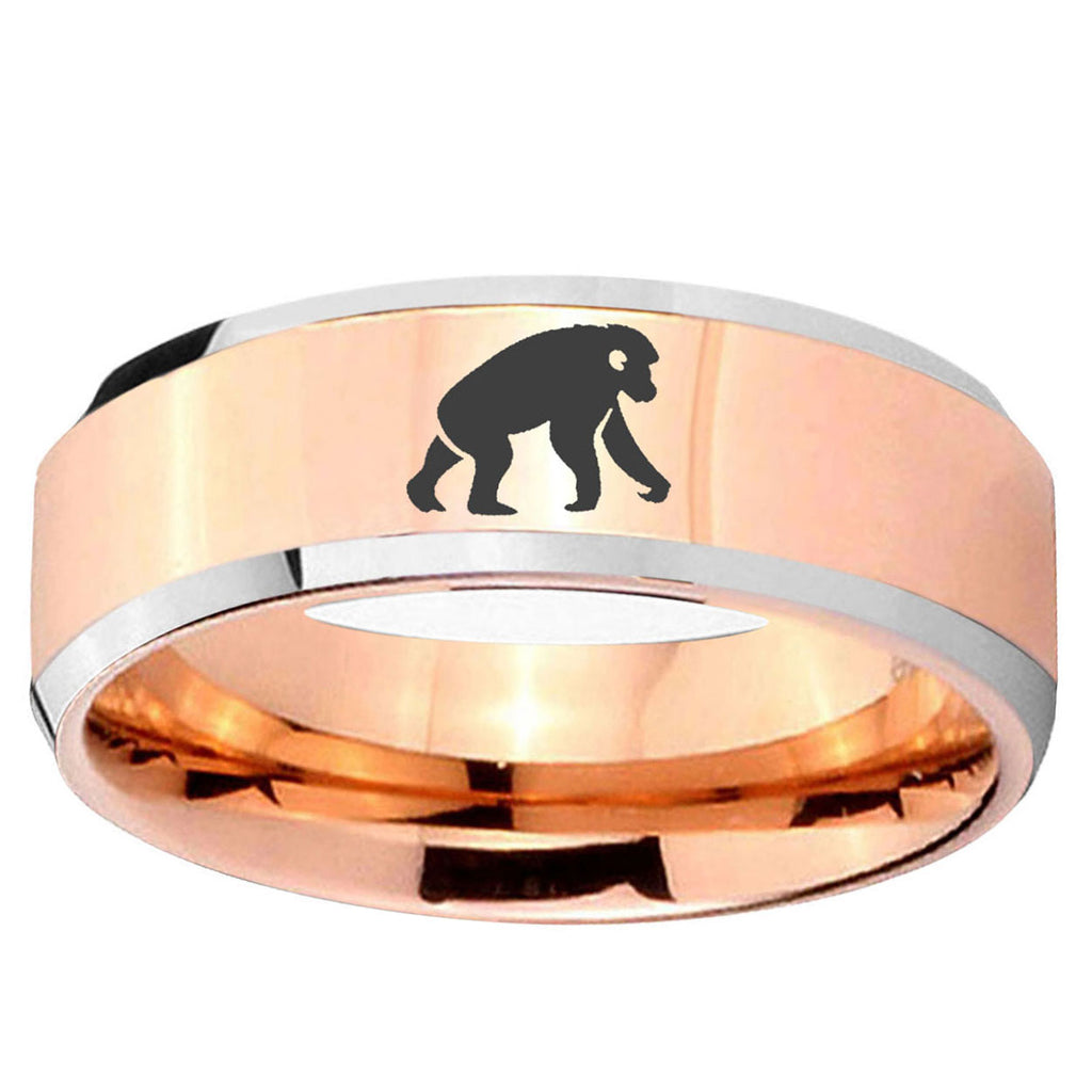 5MM Chimpanzee Beveled Rose Gold Tungsten Promise Ring