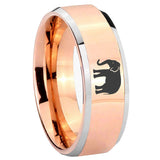 8mm Elephant Beveled Edges Rose Gold Tungsten Carbide Men's Ring