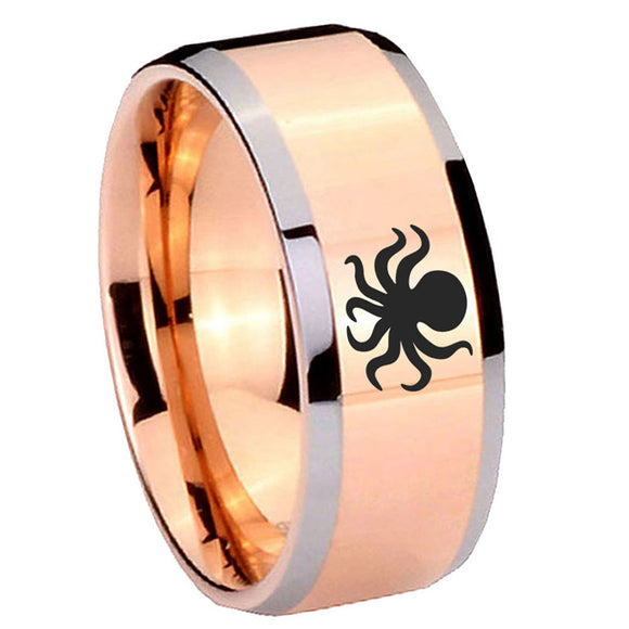 10mm-Octopus-Beveled-Edges-Rose-Gold-Tungsten-Wedding-Bands-Ring